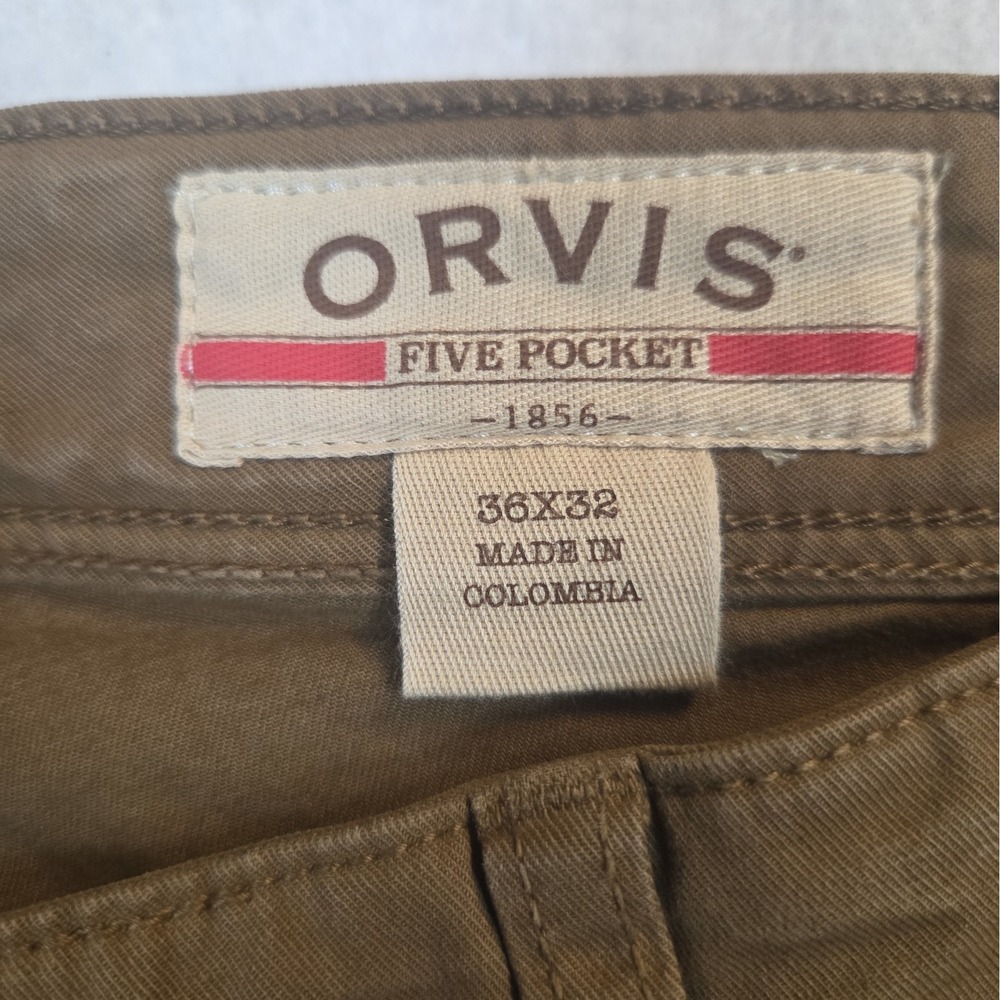 ORVIS FIVE POCKET STRETCH PANTS Brown KHAKI MENS 36X32 NEW With TAGS Casual - Picture 3 of 16